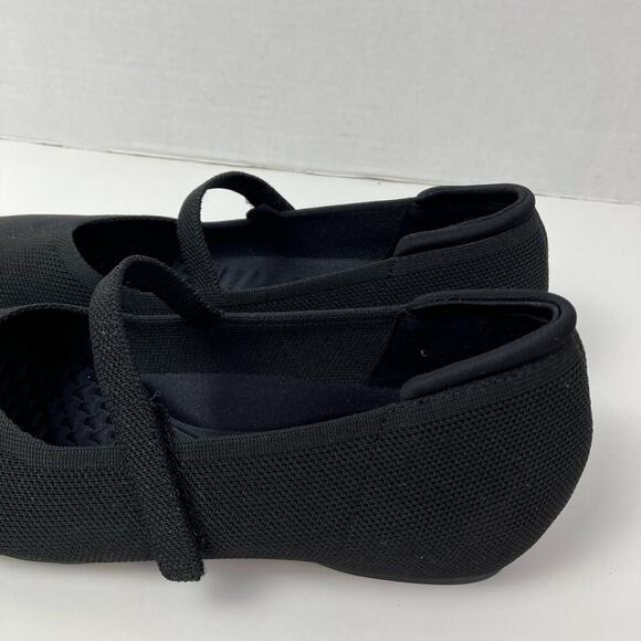 Cusolemore Sz 8.5 Square Toe Mary Jane Flats Black Knit Fabric Hidden Wedge - Picture 4 of 16